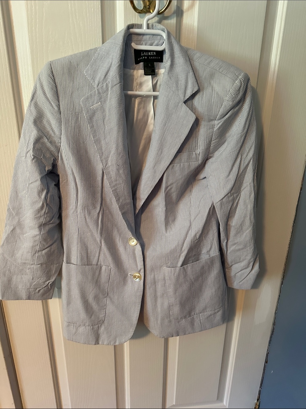Lauren Ralph Lauren Light Blue Pinstripe Blazer